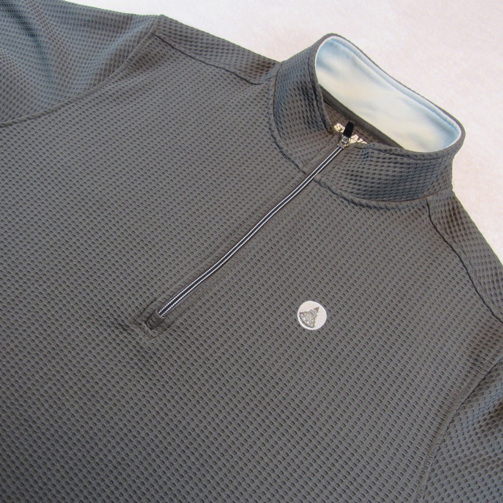 Straight Down Quarter Zip Pullover Mens XXL Gray Waffle Knit Golf